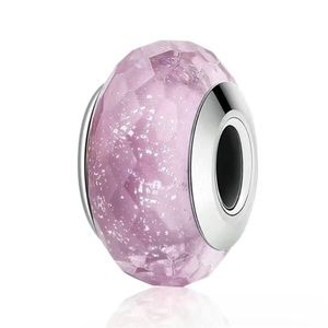 Pink and silver spacer charm